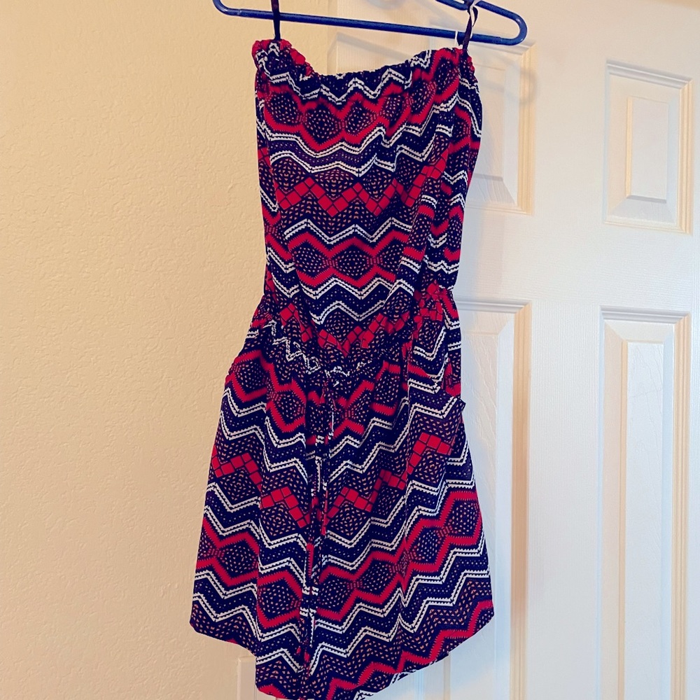 Red, White, and Blue Strapless Romper, Size S